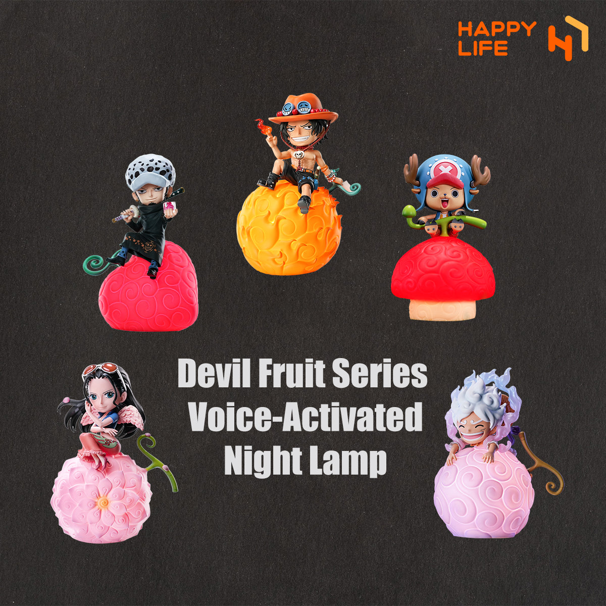 Happy Life One Piece Devil Fruit Night Light with Voice Control Switch, Brightness Adjustment, Limited Edition One Piece Anime Figure | Officially Licensed Genuine Product